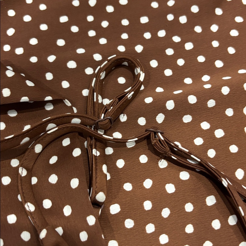 Urban Outfitters Brown Polka Dot Satin Dress - Picture 6 of 6